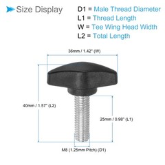 Tee Wing Knobs M8 x 25mm Plastic T Thumb Screw Clamping Knob 4PCS