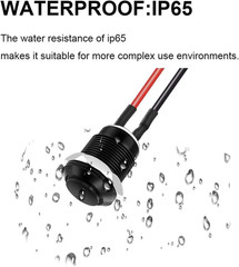 3Pcs Prewired IP65 Waterproof Push Button Latching Self-Locking Aluminium Alloy