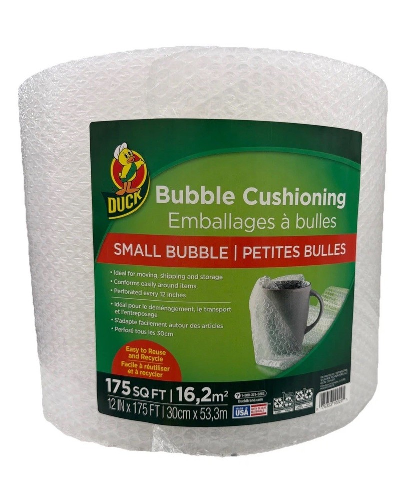 Duck Brand Small Bubble Cushioning Wrap [3/16 inch bubbles]: 12 in. x 175 ft. Cl