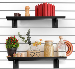 8 Pack Wooden Slatwall Shelf, 23.6″D X 11.8″W Slatwall Shelves with Metal Bracke