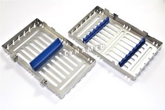 5 GERMAN DENTAL AUTOCLAVE STERILIZATION CASSETTE RACK BOX FOR 7 INSTRUMENT-BLUE