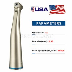 Dental Contra Angle Handpiece 1:1 LED Fiber Optic Low Speed φ2.35mm USA