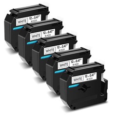 5PK Black on White Label Tape For Brother M-K231 MK231 M231 P-touch PT-80 1/2”