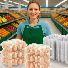 Egg Cartons 100 Packs, Plastic 3X4 Grids, Clear Egg Cartons Cheap Bulk for 12 Eg