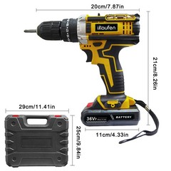 21V Cordless Impact Driver Electric Hammer Drill Combo Kit with 2 Battery B01