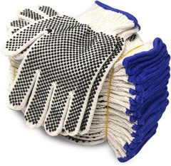 EvridWear Cotton Polyester String Knit Work Gloves With Two Side Dots, 12 Pairs