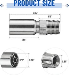 12 Pack 1/2″ NPTF Hydraulic Hose End Fittings, 3/8″ I.D. Hose x 1/2″ NPTF Male