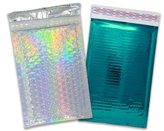 4X8 Metallic Bubble Mailers,Teal, Holographic Padded Shipping Mailing Envelopes