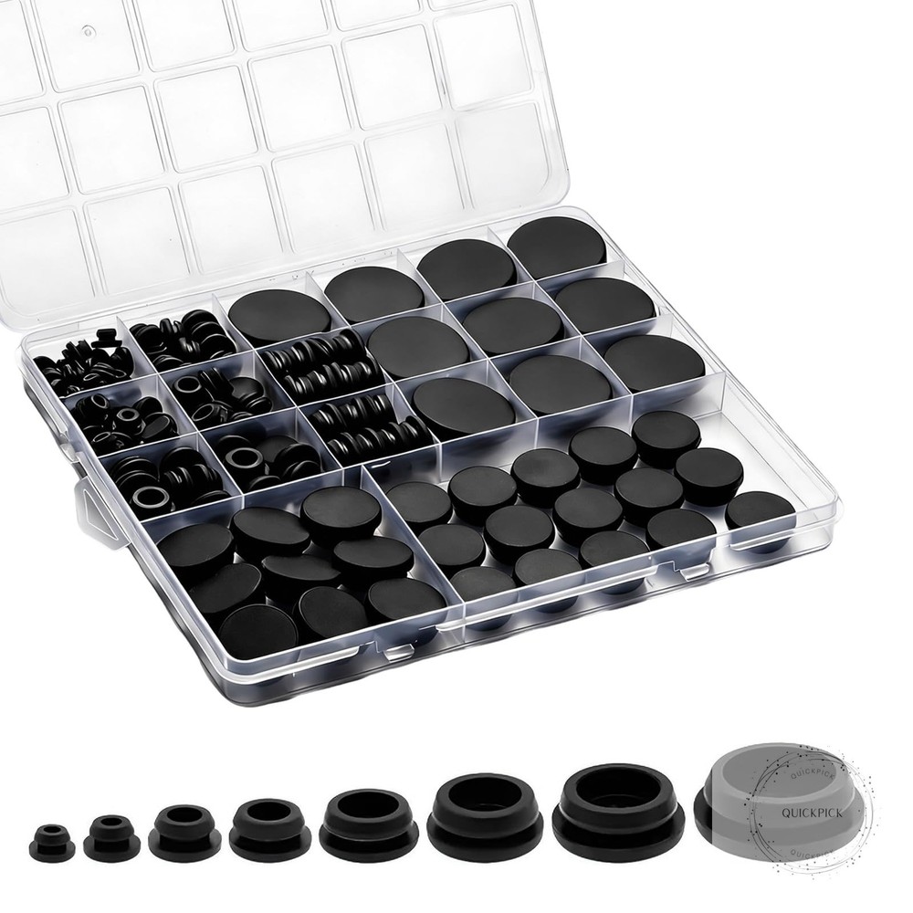 125Pcs Rubber Plugs for Round Holes, Durable and Long Service Life, 8 Sizes Hole