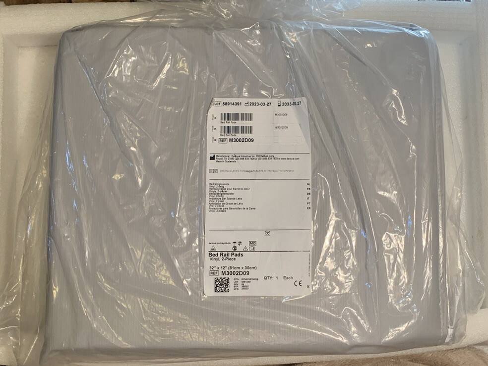 DeRoyal Bed Rail Pads Vinyl 2-Piece 32×12″ M3002D09 New Sealed