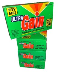 4 Ultra Gain Laundry Detergent 3.7 oz Sample Box 1991 Freshens Like Sunshine H3