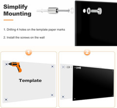 Magnetic Large Black Dry Erase Board, 48″ x 36″ | Black Glass Board Frameless Wa