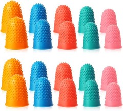 SATINIOR 20 Pcs Rubber Fingers Tip Protectors XS S M L XL, 5 colors