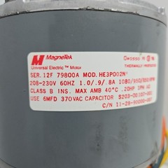 Magnetek HE3PO02N Electric Motor .20 Hp 1Ph 208-230V 60Hz 1080 950 850 Rpm