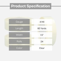 24 Rolls Fiberglass Economy Grade Filament Tape – 1 1/2″ x 60 Yards, 4 Mil