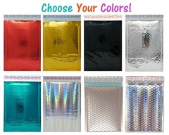 3 Sizes, 4×8, 6X10, 8X12 Assorted Combo Pack Padded Metallic Bubble Mailers Poly