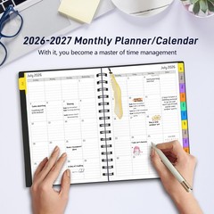 Daily Planner 2026-2027, 18-Month Weekly and Monthly 5.7 x 8.3 inches, Black