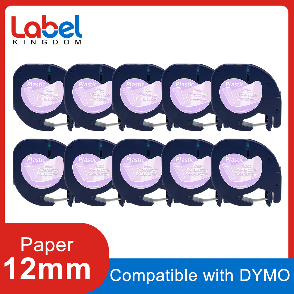 10PK Compatible Dymo LetraTag Refill 16952 Clear Plastic Label Tape 12mm LT-100H