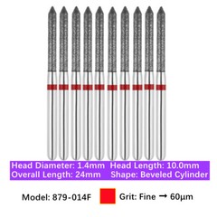 10pc Dental FG Diamond Burs Bevel Cylinder & Gingival Curetage Polishing Burs