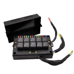 Pre-Wired 15 Slots 10 Way Fuse Relay Box 12V Automotive, Fuse Relay Block New