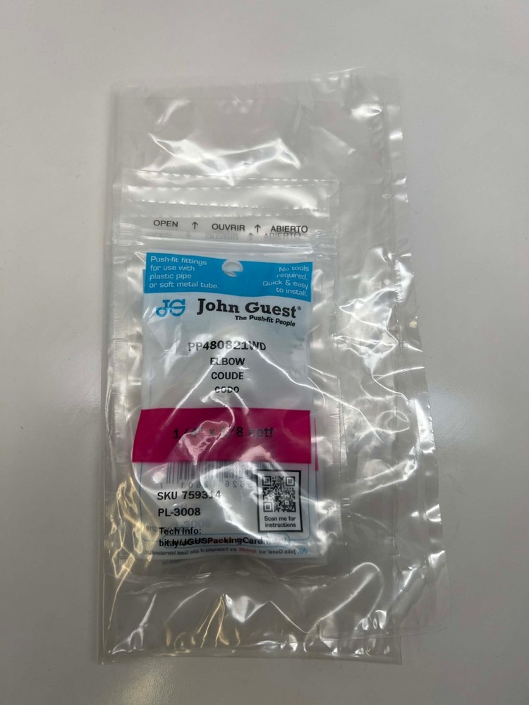 John Guest PP480821WD Elbow Coude 1/4″ x 1/8 nptf (Pack of 2)
