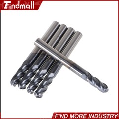 5Pcs Carbide End Mill 1/4″ 4 Flute Ball Nose 2-1/2″ Overall Length -TIALN COATE