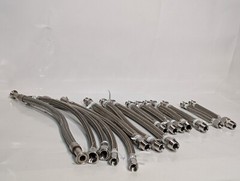 (15) Braided 316 Stainless Steel Flex Hoses, Assorted Lengths Sizes Ports