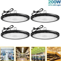4Pcs 200W UFO Led High Bay Light Industrial Commercial Factory Warehouse 90-277V