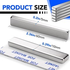 Powerful Neodymium Bar Magnets N52 33 LB Strength 60x10x5 mm Pack of 24