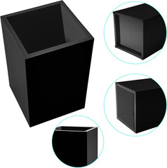 2 Pack Black Acrylic Pencil Pen Holder Cup,Desk Accessories Holder,Makeup Brush