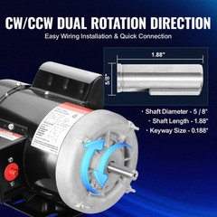 VEVOR 3/4 HP Electric Motor 1725RPM AC115/230V 56 Frame 1-Phase 5/8″ Keyed Shaft