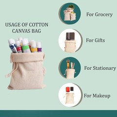12 x 20 Inches Canvas Cotton Double Drawstring Reusable Premium Quality Bags