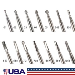 10pcs/pk Dental Carbide Burs for High Speed Handpiece Pear Bur 19mm FG Shank