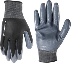 Men’S Coated Grip Work Gloves, Nitrile Coating, Medium (546M), Black