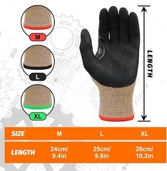 3 Pairs A7 Cut Resistant Work Gloves,Nitrile Coated Touchscreen Cutting Glove