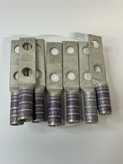 Lot of 7 Burndy YA28-2N 4/0 AWG Copper Compression Lugs 2-Hole Purple Die 15
