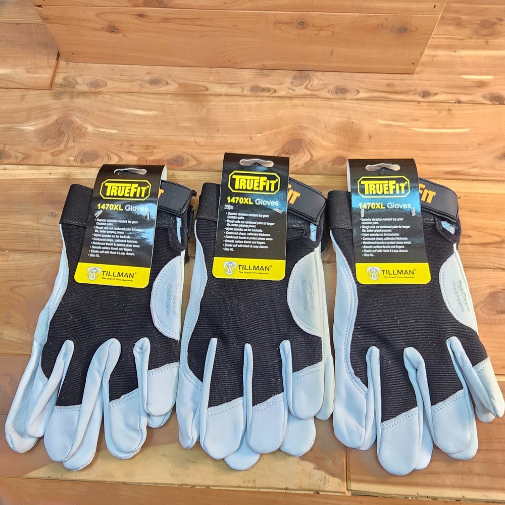 3 Pair Tillman 1470 XL TrueFit Top Grain Goatskin Performance Work Gloves