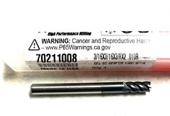 Accupro 70211008 3/16″ 5FL Corner Radius End Mill .015R Solid Carbide AlTiN NEW