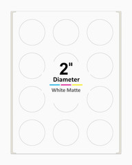 360 2″ Round Labels Laser/Inkjet Printers Permanent Adhesive White Matte