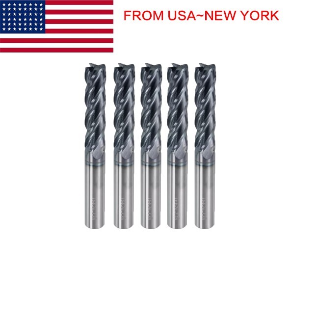 5PCS 1/2″ x 2″ x 4″ 4 Flute Long Solid Carbide End Mill – TiALN Coated USA