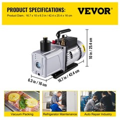 12CFM Vacuum Pump Single Stage Ultimate 3PA rotary vane 110V/60HZ ACTIVE DEMAND