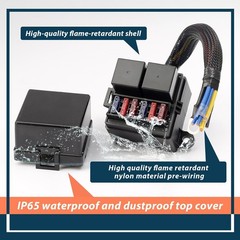 Pre-Wired Fuse Relay Box with 2 Relay Slots and 6 ATC/ATO Fuse Holder, 2 4Pin 80