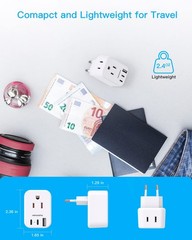 European Travel Plug Adapter for International, Italy Spain Power Adapter 2 O…