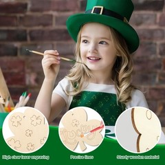 COCHIE St. Patrick’s Day Shamrock Wood Crafts to About 3 x 4 Inch – 2mm thick