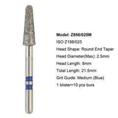 Diamond Burs Zirconia Cutting Round End Taper Cylinder Football Ball Fine Medium