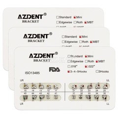 10Packs AZDENT Dental Orthodontic Brackets Braces Metal Mini MBT 022 3-4-5 Hooks