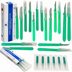 10 Stainless Steel Disposable Sterile Scalpels With Graduated Plastic Handle