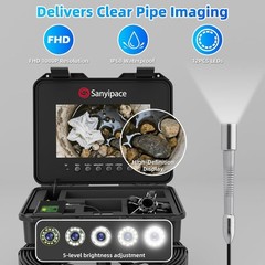 Sanyipace 10.1″ Sewer Camera 230FT w/ Locator, Self-Leveling, Distance Counter