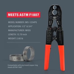 iCrimp 1/2 and 3/4-inch Combo Pex Pipe Crimping Tool for Copper Ring with Gau…