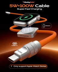 Solo-Flex 2-in-1 USB-C Cable with Apple Watch Charger, Built-in 5W Magnetic C…